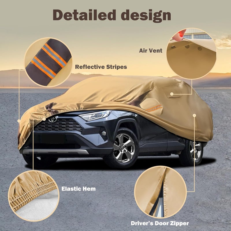 FSGRICH RAV4 Car Cover Waterproof All Weather Compatible with Toyota RAV4 (2012-2024),Outdoor Heavy Duty Anti-UV Car Covers Rain Sun Snow Protection with Zipper and Windproof Buckle - Image 2